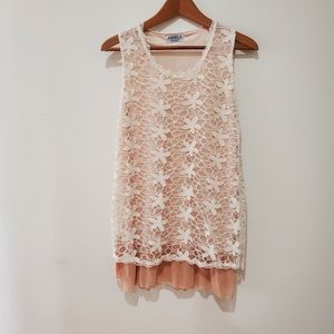 BNWOT vintage style Angela lace overlay pink/tan dress small
